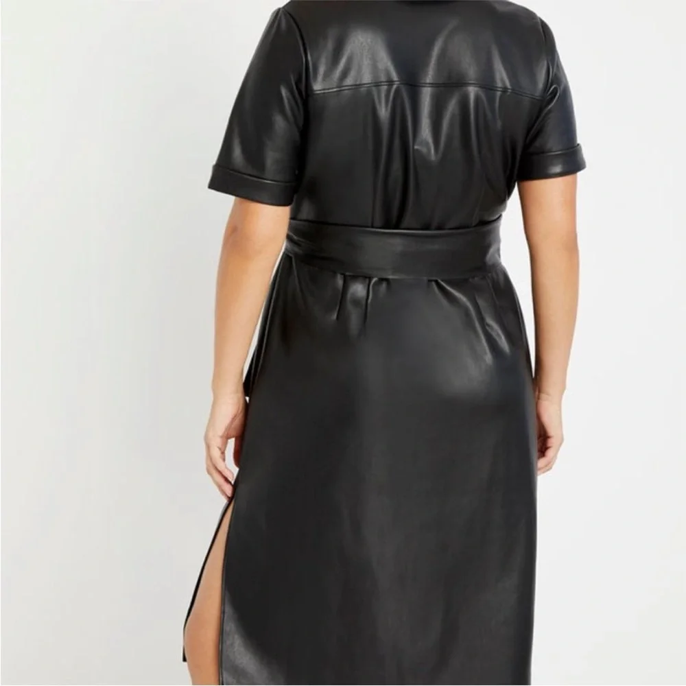 Eloquii Faux Leather Trench Dress Sz 18 - Picture 2 of 12